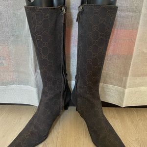 Authentic Gucci monogram brown boot size 7 1/2B
